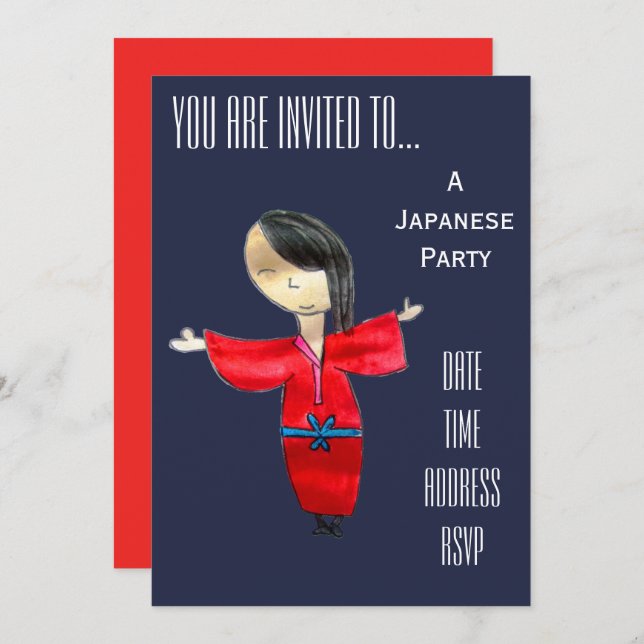 Cute Japanese themed Japan party Invitation (Front/Back)