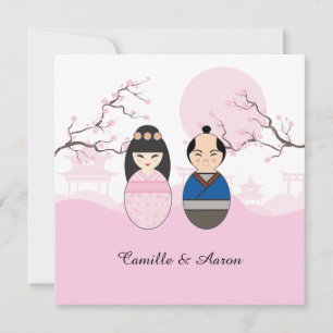 Cute Japanese Wedding Couple Design Holiday Card
