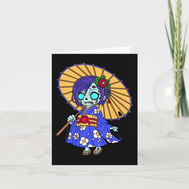 Cute Japanese Zombie Note Card (Front)