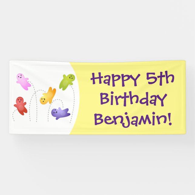 Cute jelly babies candy sweets cartoon banner (Horizontal)