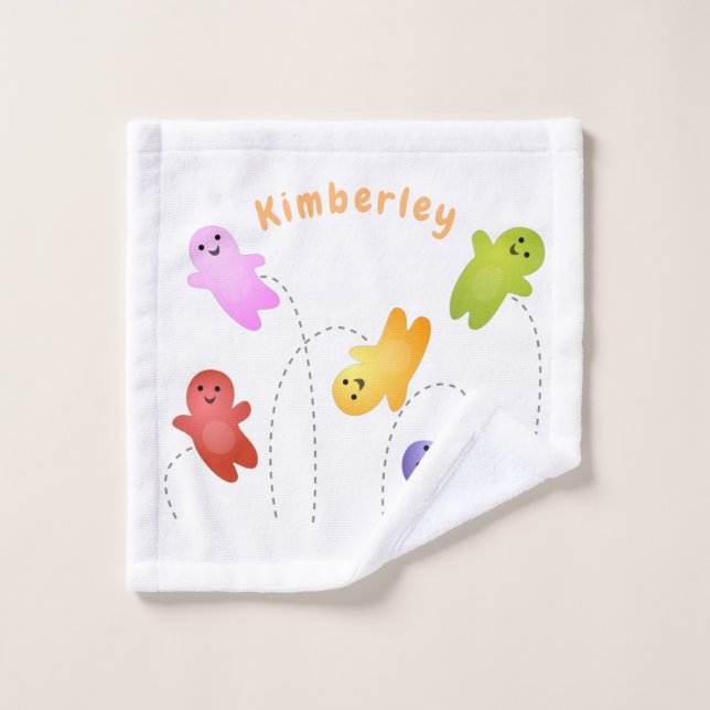Cute jelly babies candy sweets cartoon bath towel set (Wash Cloth)