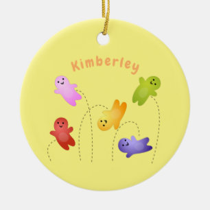 Cute jelly babies candy sweets cartoon ceramic ornament