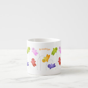 Cute jelly babies candy sweets cartoon espresso cup