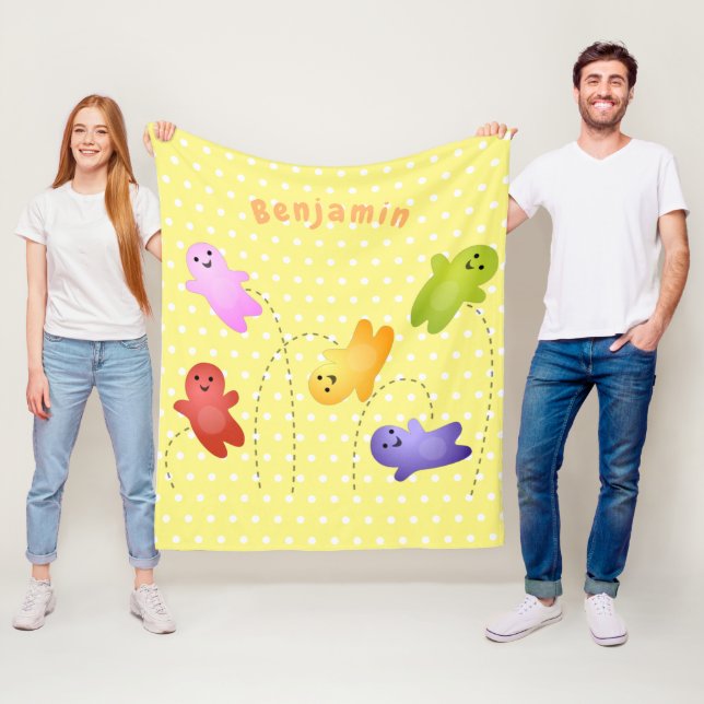 Cute jelly babies candy sweets cartoon fleece blanket (In Situ)