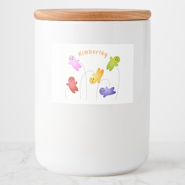 Cute jelly babies candy sweets cartoon food label (Front)