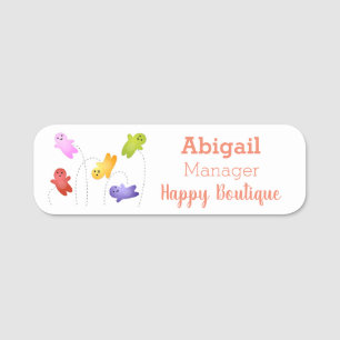 Cute jelly babies candy sweets cartoon name tag
