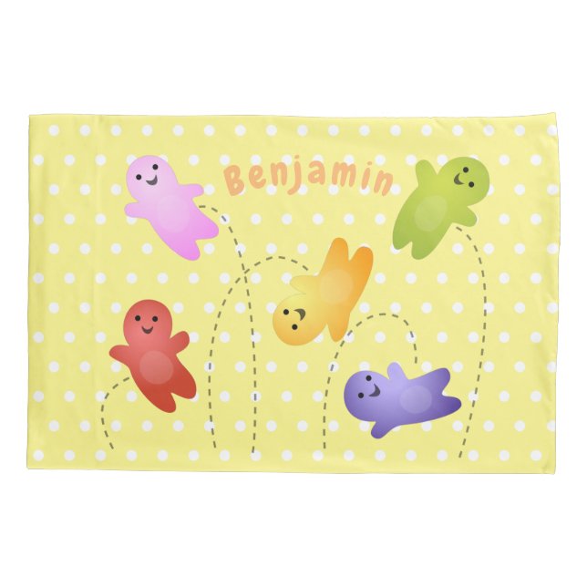 Cute jelly babies candy sweets cartoon pillowcase (Back)
