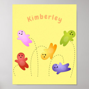 Cute jelly babies candy sweets cartoon poster