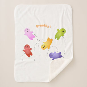 Cute jelly babies candy sweets cartoon sherpa blanket