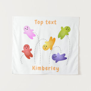 Cute jelly babies candy sweets cartoon tapestry