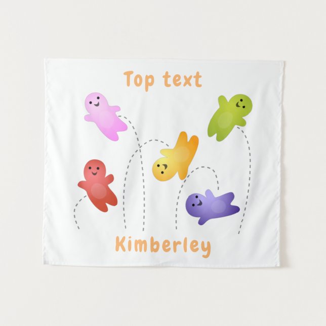 Cute jelly babies candy sweets cartoon  tapestry (Front (Horizontal))