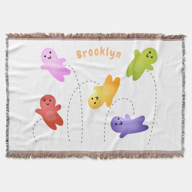 Cute jelly babies candy sweets cartoon throw blanket (Front)