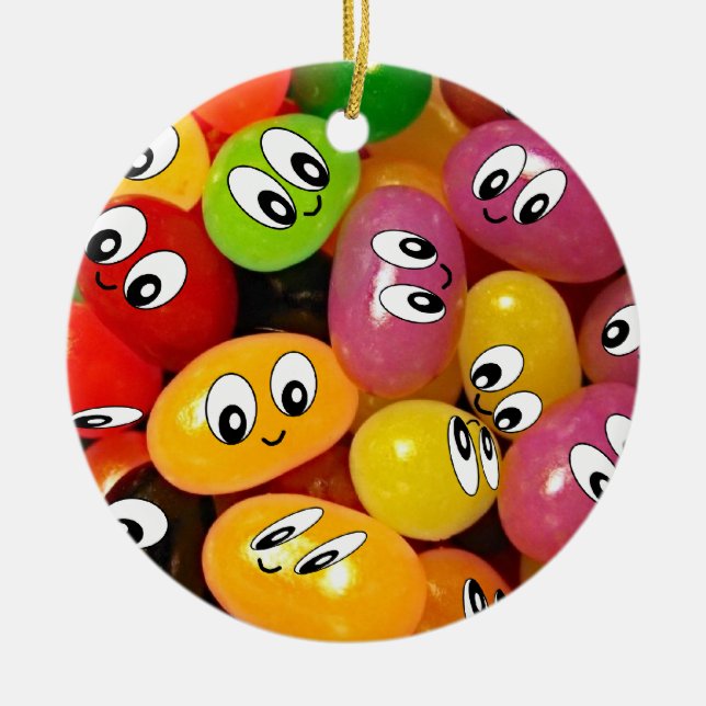 Cute Jelly Bean Ceramic Ornament (Front)