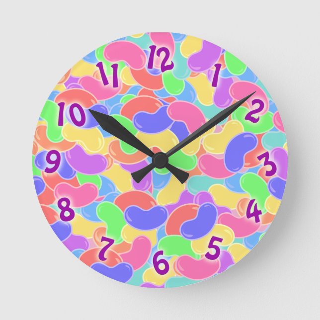 Cute Jelly Bean Jamboree Round Clock (Front)