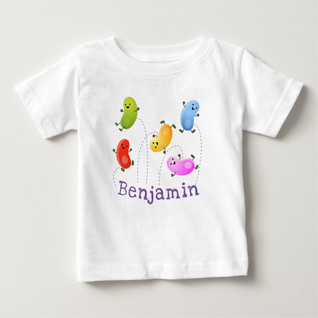 Cute jellybeans jumping cartoon illustration baby T-Shirt (Front)