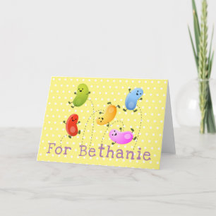 Cute jellybeans jumping cartoon illustration card