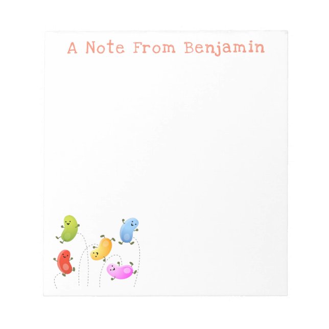 Cute jellybeans jumping cartoon illustration notepad (Front)