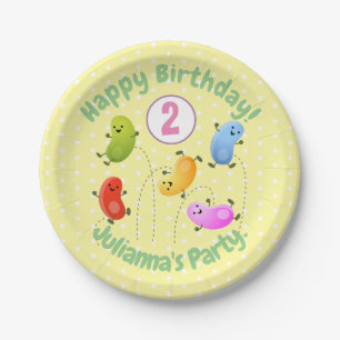 Cute jellybeans personalised cartoon birthday paper plate