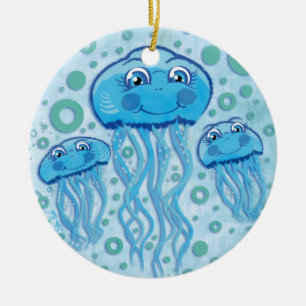 Cute Jellyfish and Bubbles ornament