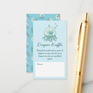Cute Jellyfish Baby Shower Diaper Raffle Blue Boy Enclosure Card