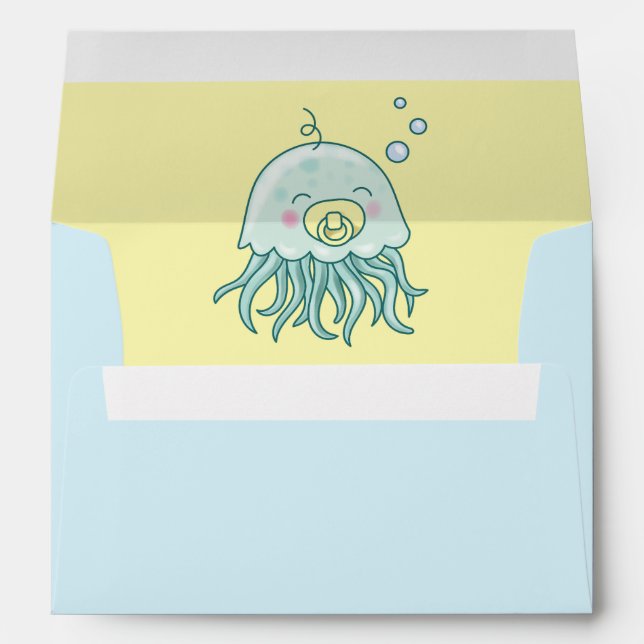 Cute Jellyfish Baby Shower Kawaii  Envelope (Back (Bottom))