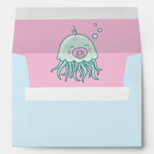 Cute Jellyfish Baby Shower Kawaii Pink Girl Envelope