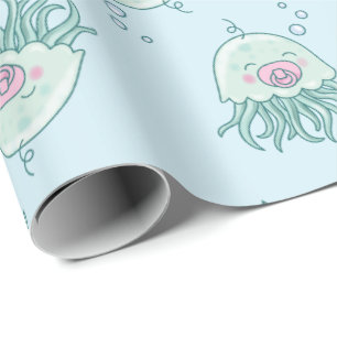 Cute Jellyfish Baby Shower Kawaii Pink Girl Wrapping Paper