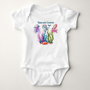 Cute Jellyfish, baby whale & octopus Bodysuit