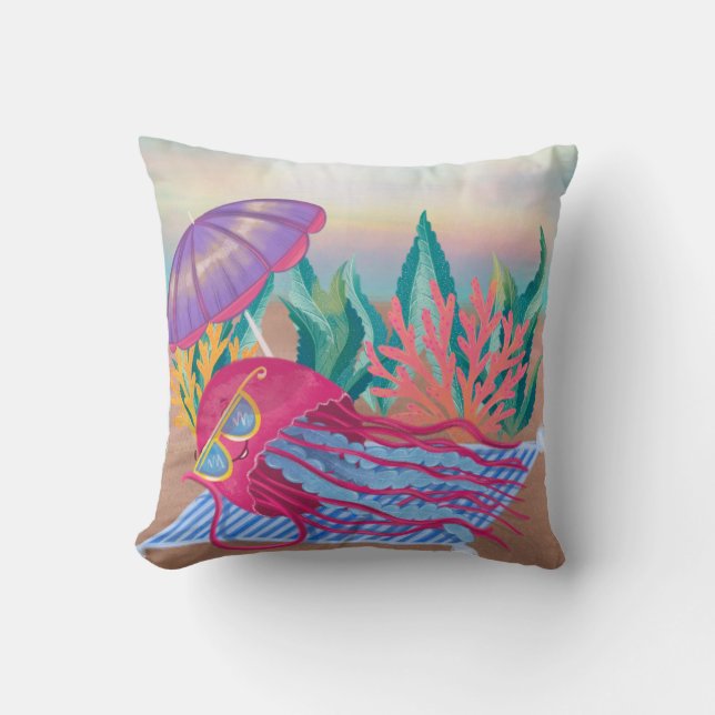 Cute Jellyfish Cartoon  Throw Pillow (Front)