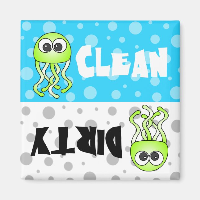 Cute Jellyfish Clean / Dirty Dishwasher Magnet (Front)