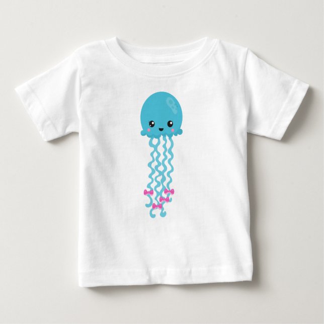 Cute Jellyfish, Little Jellyfish, Blue Jellyfish Baby T-Shirt (Front)