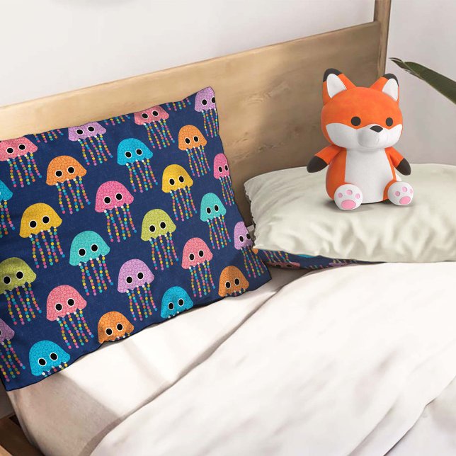 Cute Jellyfish Pattern on Blue Pillowcase (Creator Uploaded)