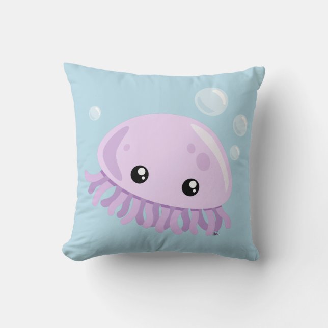 Cute Jellyfish Throw Pillow (Front)