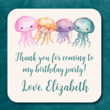 Cute Jellyfish Under the Sea Birthday Thank You