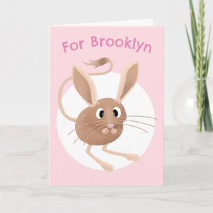 Cute jerboa cartoon birthday personalised card