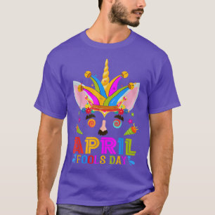 Cute Jester Prankster Unicorn April Fool's Day Jok T-Shirt