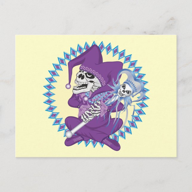 Cute Jester Skull Postcard (Front)