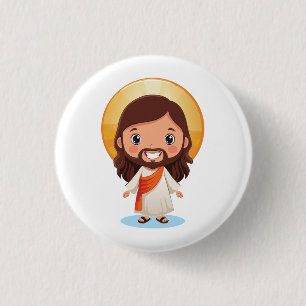 Cute Jesus Christ Illustration 3 Cm Round Badge