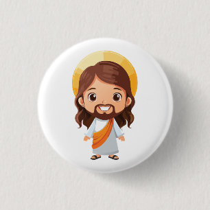Cute Jesus Christ Illustration 3 Cm Round Badge