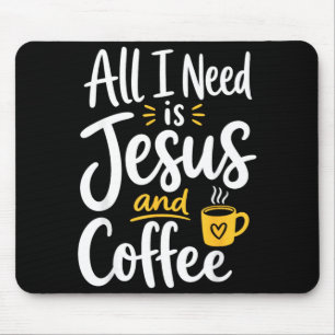 Cute Jesus Coffee Christian Faith Morning Prayer Mouse Pad