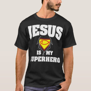 Cute Jesus Design For Boys Men Women Jesus Superhe T-Shirt