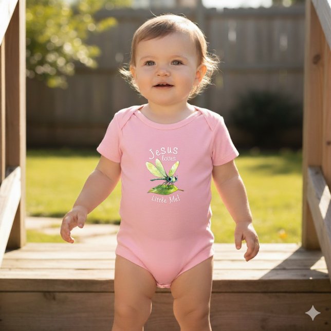 Cute Jesus Loves Little Me Dragonfly Girl Boy Baby Bodysuit (Creator Uploaded)
