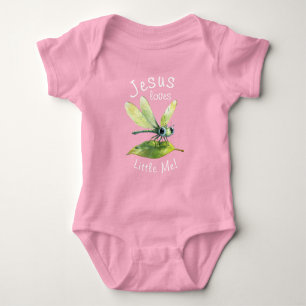 Cute Jesus Loves Little Me Dragonfly Girl Boy Baby Bodysuit