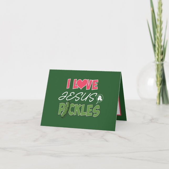 Cute Jesus pickles word art customisable Card (Front)