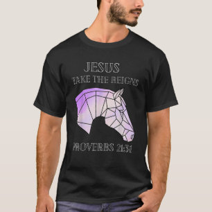 Cute Jesus Take The Reins Stained Glass Horse T-Shirt