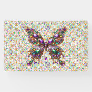 Cute jewelled Mardi Gras butterfly Banner