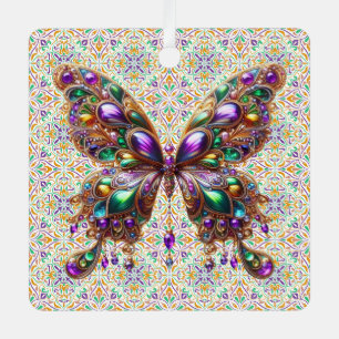 Cute jewelled Mardi Gras butterfly Metal Tree Decoration