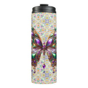 Cute jewelled Mardi Gras butterfly Thermal Tumbler