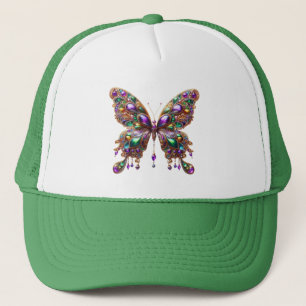 Cute jewelled Mardi Gras butterfly Trucker Hat