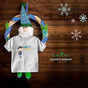 Cute Jewish Girl Happy Hanukkah Toddler T-Shirt